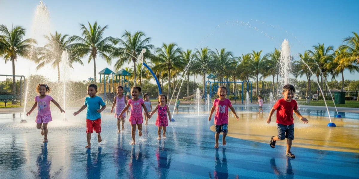 Kids playing at a free neighborhood park playground